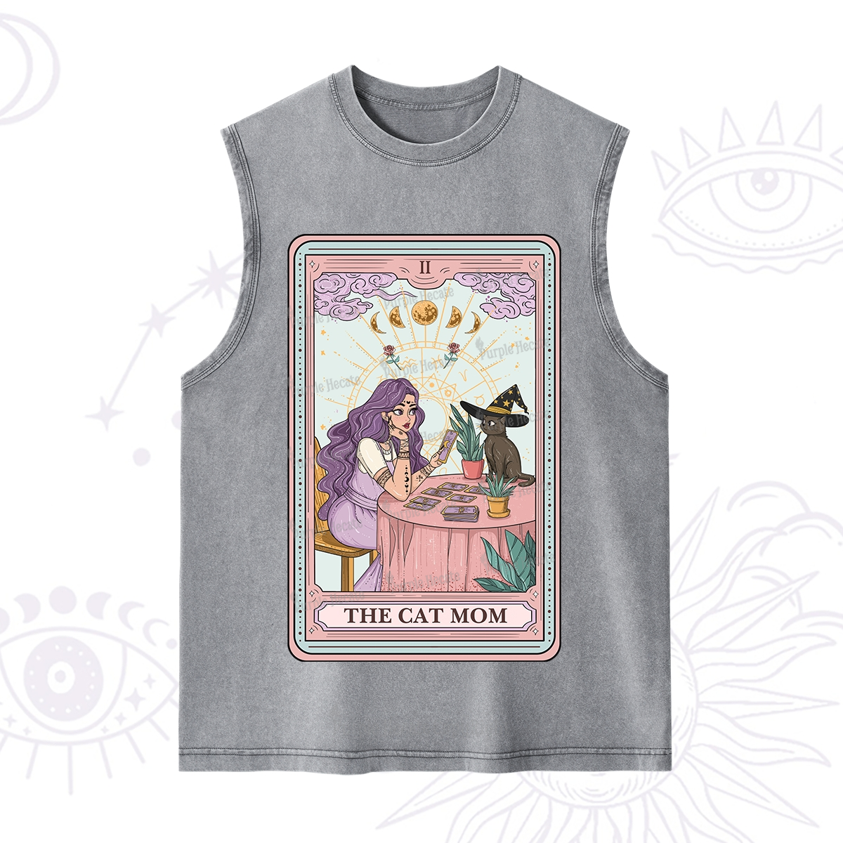 Purplehecate The Witchy Cat Mom Tarot Washed Tank