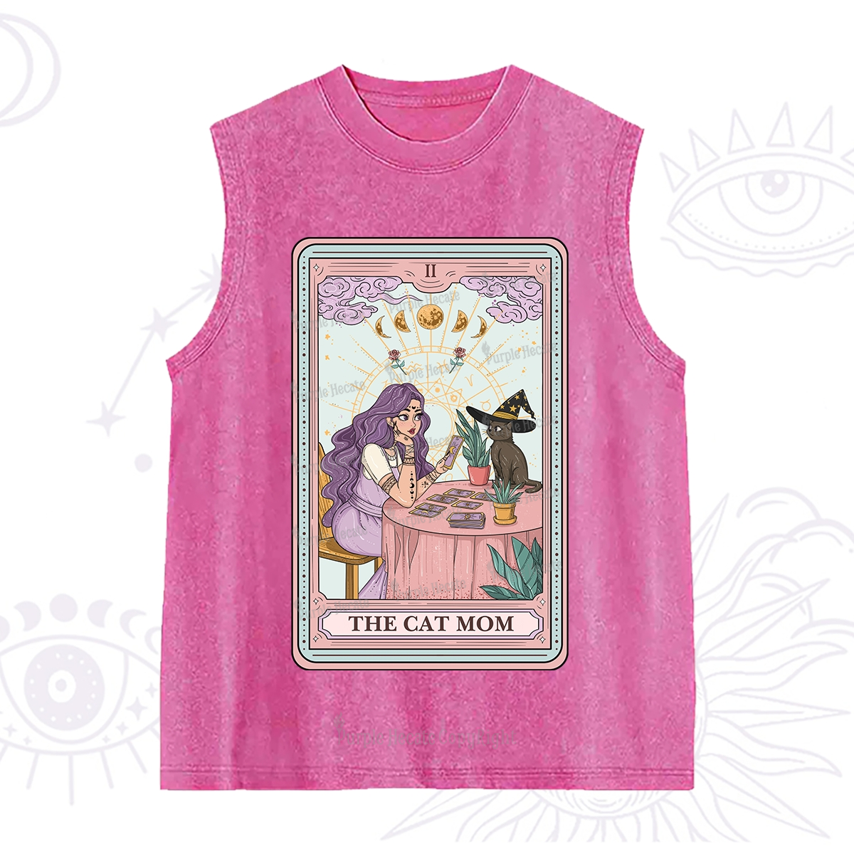 Purplehecate The Witchy Cat Mom Tarot Washed Tank