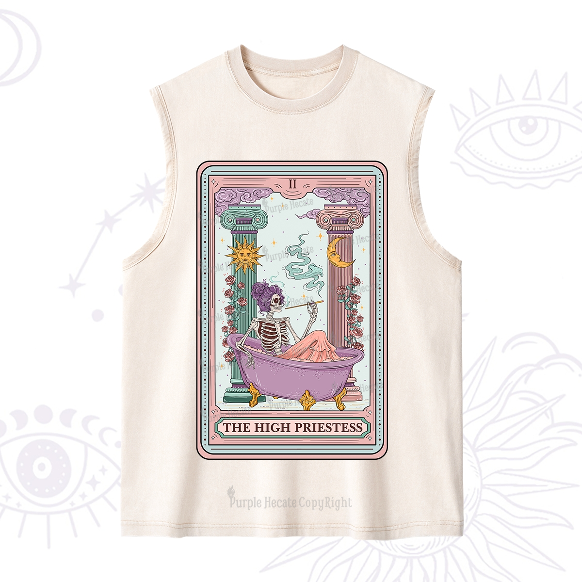Purplehecate The Noble High Priestess Tarot Card Washed Tank