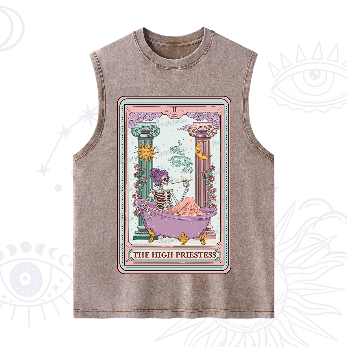 Purplehecate The Noble High Priestess Tarot Card Washed Tank