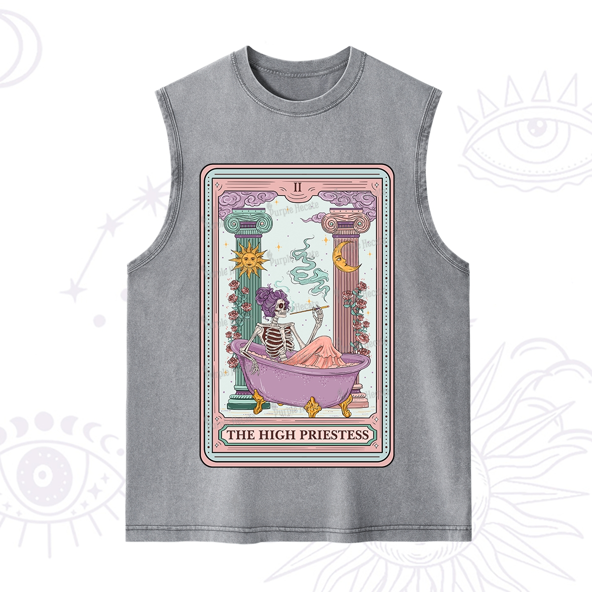Purplehecate The Noble High Priestess Tarot Card Washed Tank