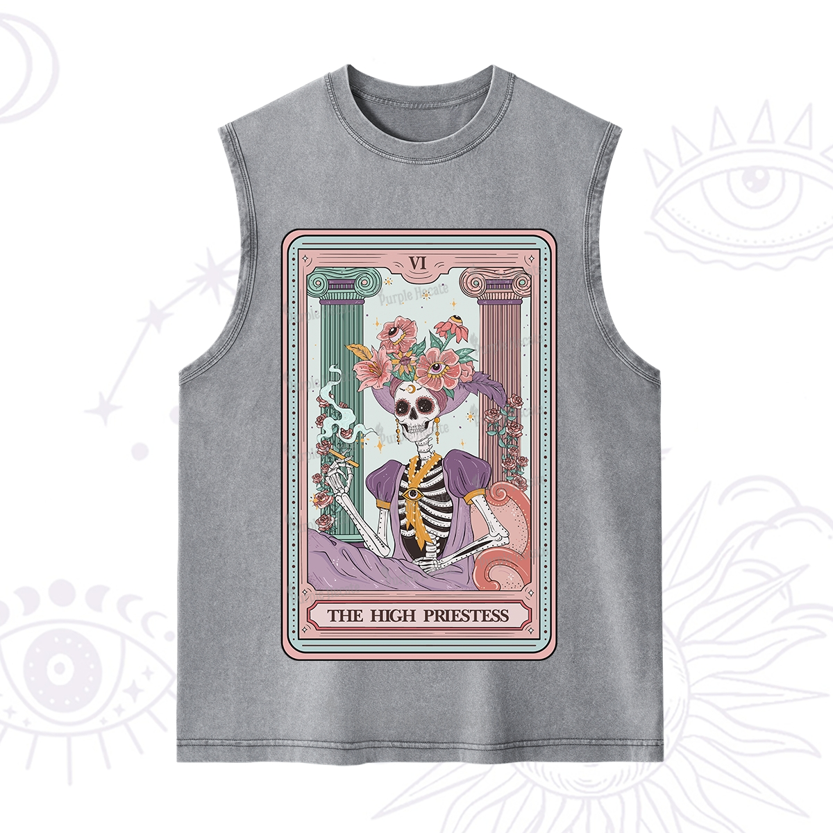 Purplehecate The High Priestess Skeleton Tarot Washed Tank
