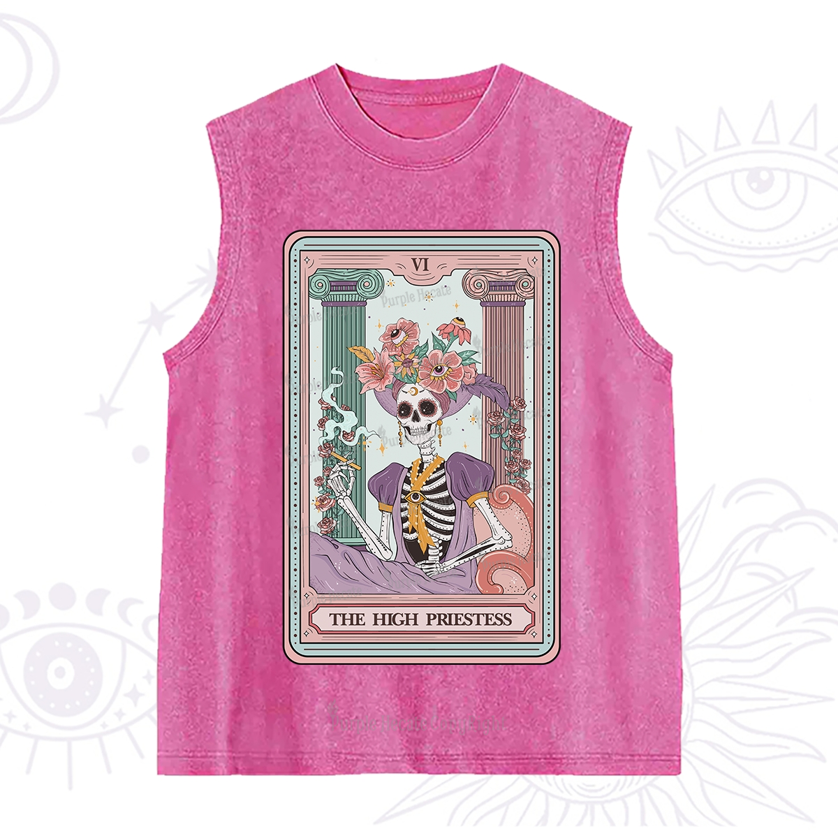 Purplehecate The High Priestess Skeleton Tarot Washed Tank