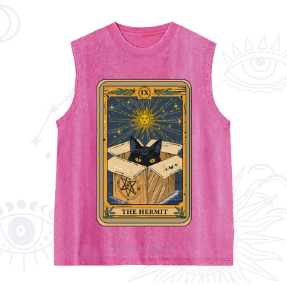 Purplehecate The Hermit Cat Tarot Card Washed Tank