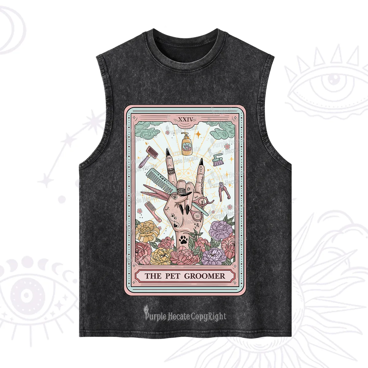 Purplehecate The Pet Groomer Tarot Card Washed Tank