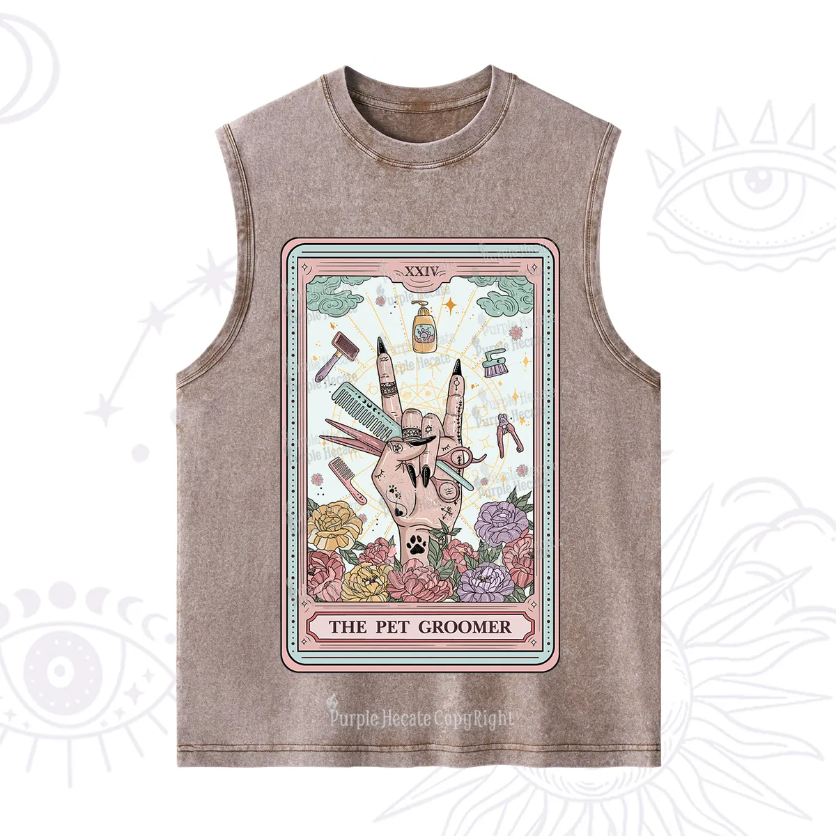 Purplehecate The Pet Groomer Tarot Card Washed Tank
