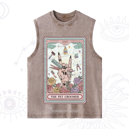 Purplehecate The Pet Groomer Tarot Card Washed Tank