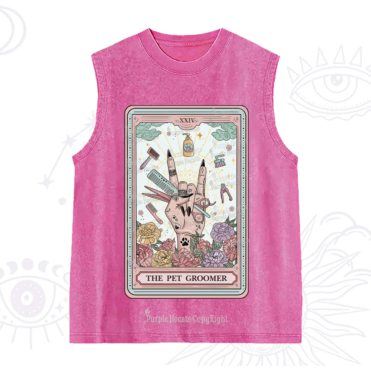 Purplehecate The Pet Groomer Tarot Card Washed Tank