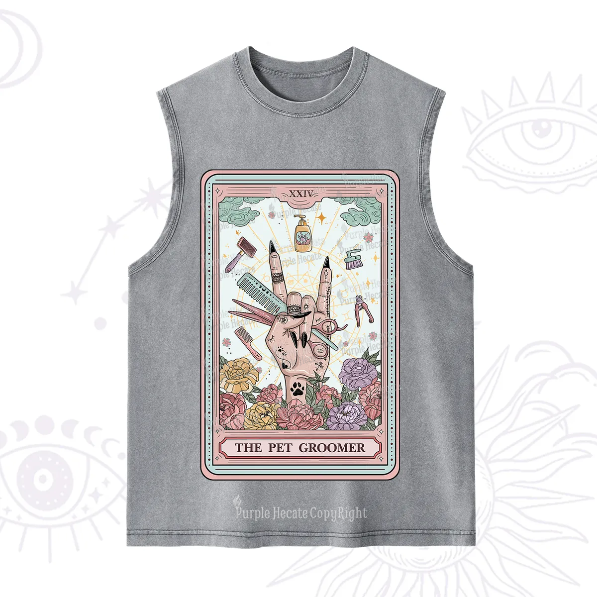 Purplehecate The Pet Groomer Tarot Card Washed Tank