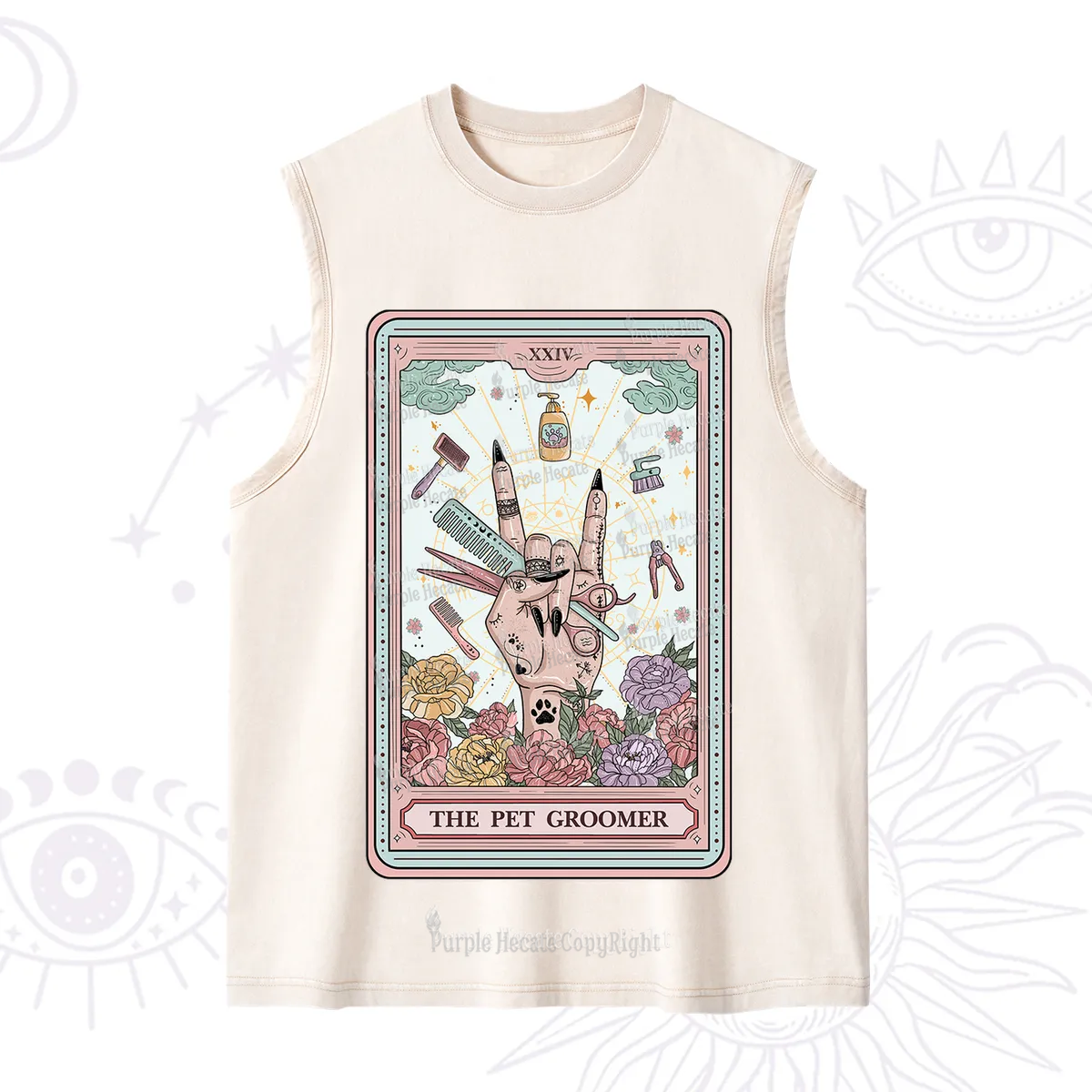 Purplehecate The Pet Groomer Tarot Card Washed Tank
