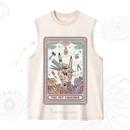 Purplehecate The Pet Groomer Tarot Card Washed Tank