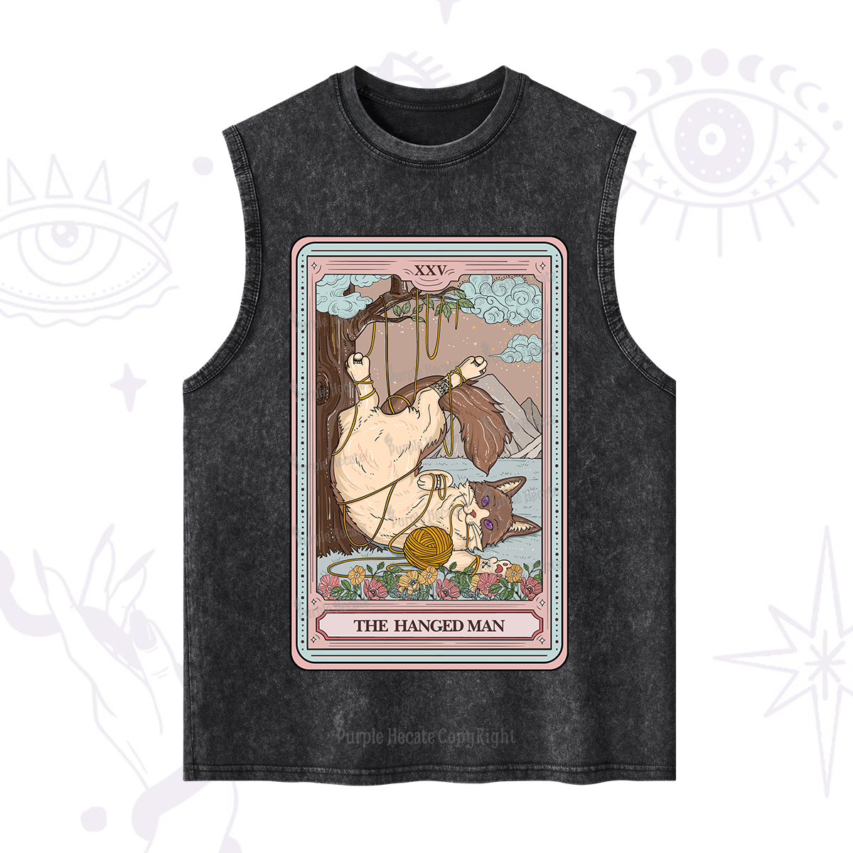 Purplehecate The Hanged Man Tarot Cat Washed Tank