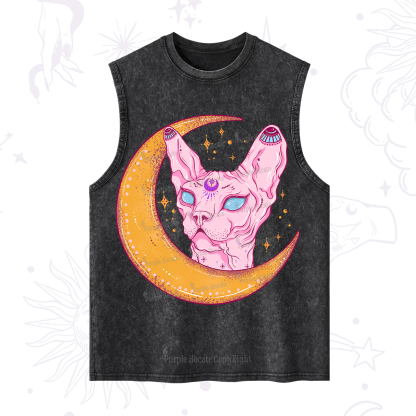 Purplehecate Mystical Witchy Cat Washed Tank