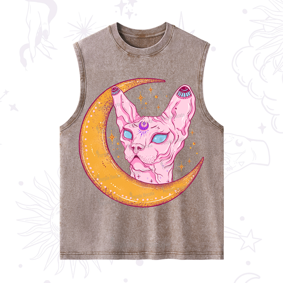 Purplehecate Mystical Witchy Cat Washed Tank