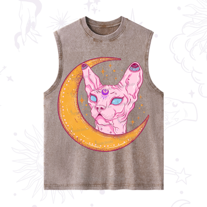 Purplehecate Mystical Witchy Cat Washed Tank