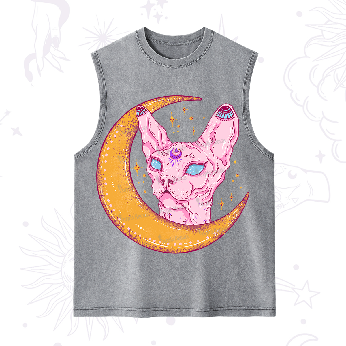Purplehecate Mystical Witchy Cat Washed Tank