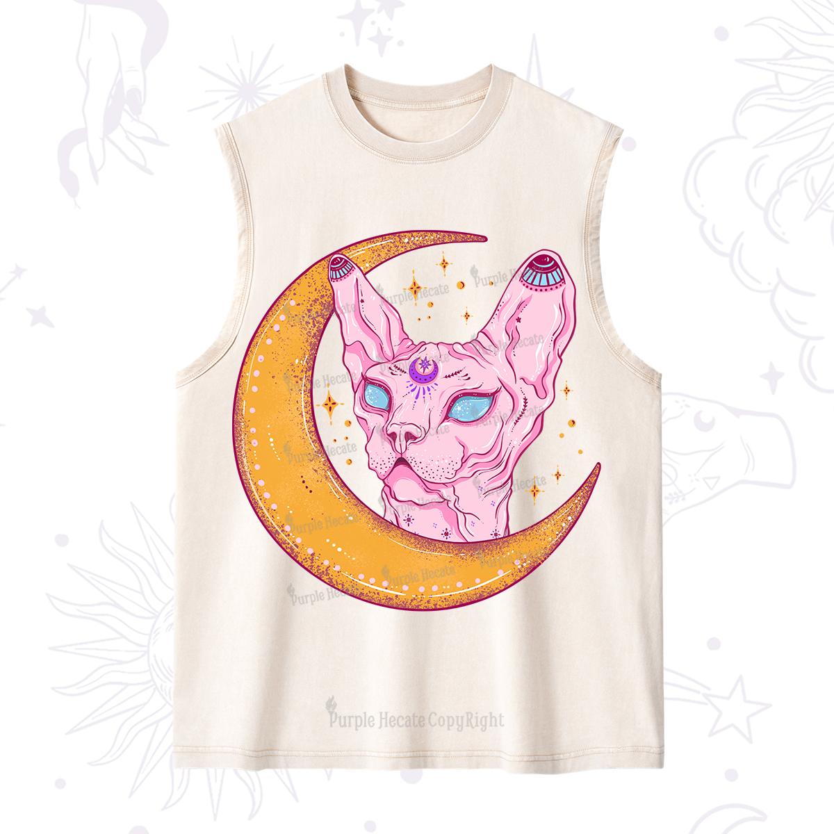 Purplehecate Mystical Witchy Cat Washed Tank
