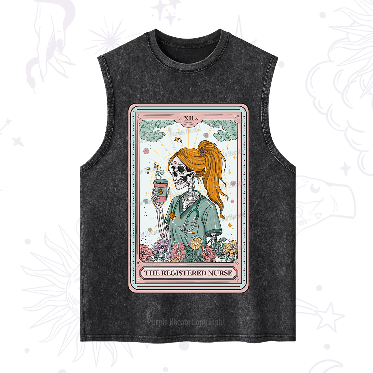 Purplehecate The Registered Nurse Skeleton Tarot Washed Tank
