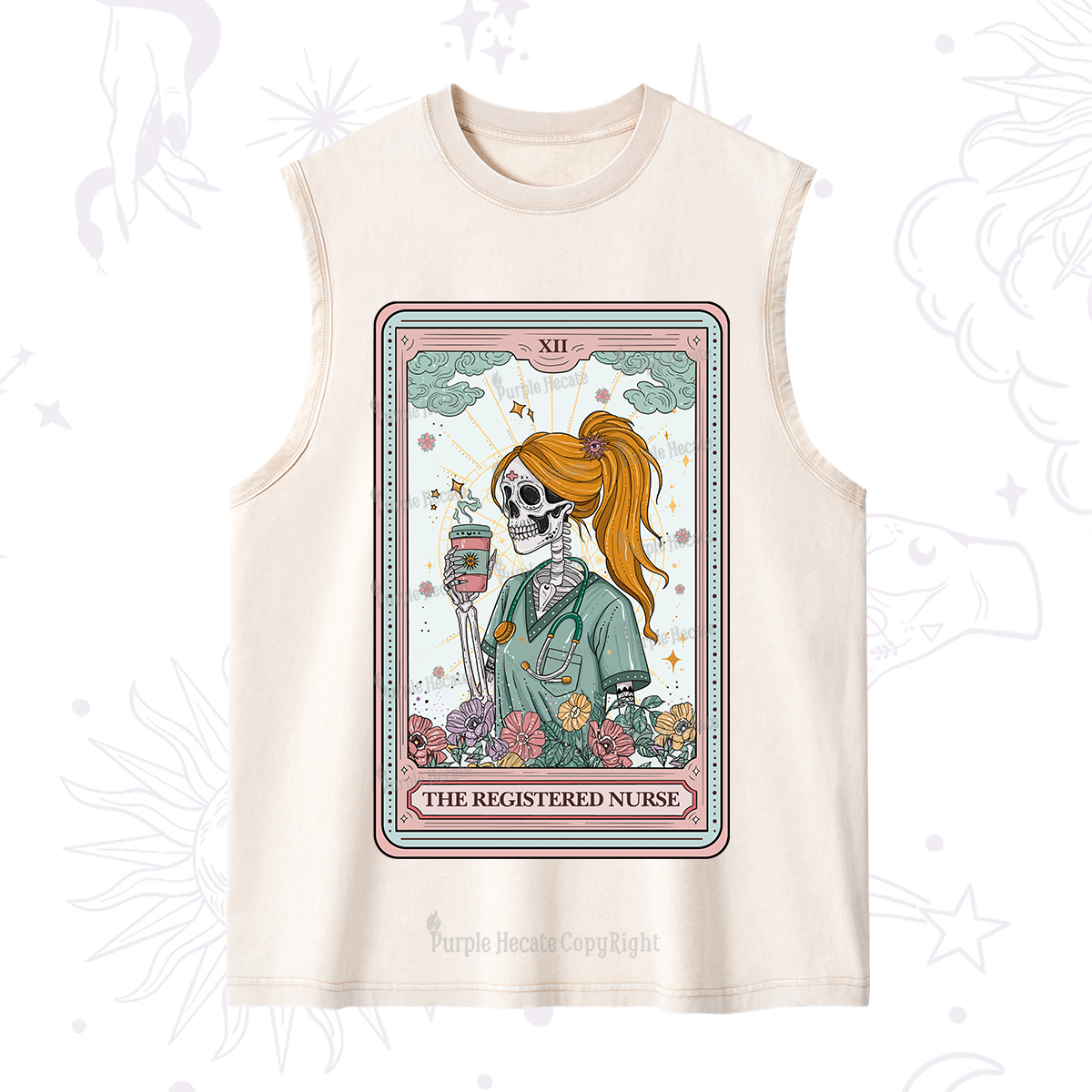 Purplehecate The Registered Nurse Skeleton Tarot Washed Tank