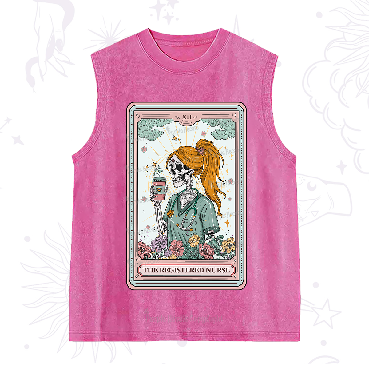 Purplehecate The Registered Nurse Skeleton Tarot Washed Tank