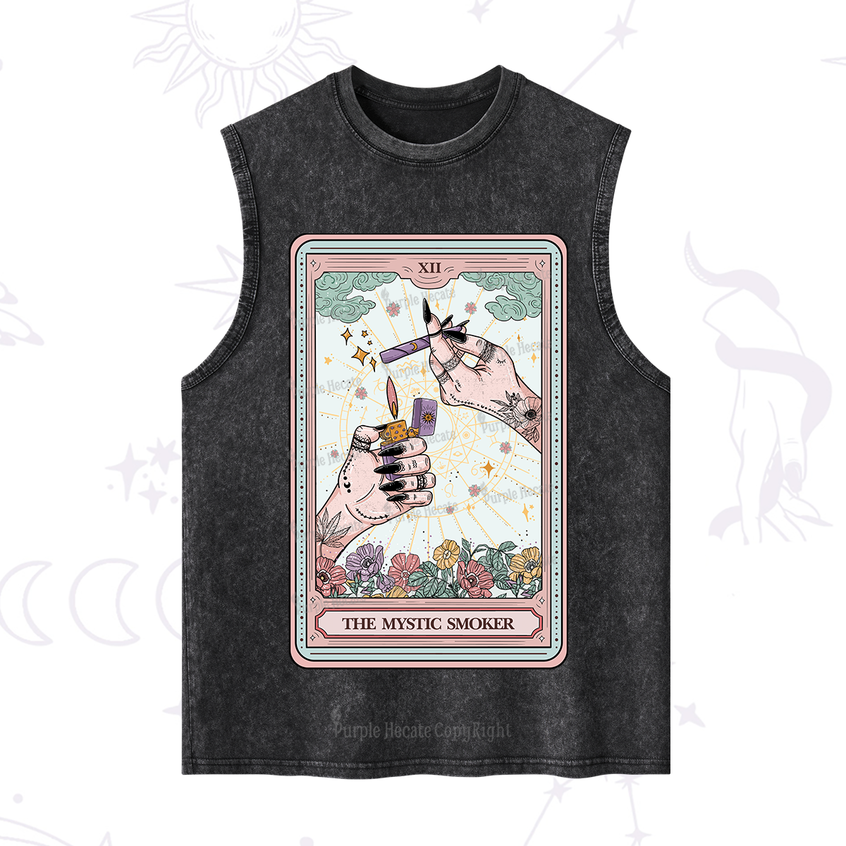 Purplehecate The Mystic Smoker Tarot Card Washed Tank