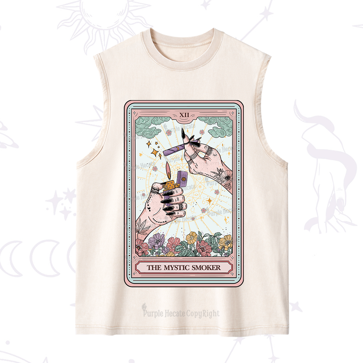 Purplehecate The Mystic Smoker Tarot Card Washed Tank