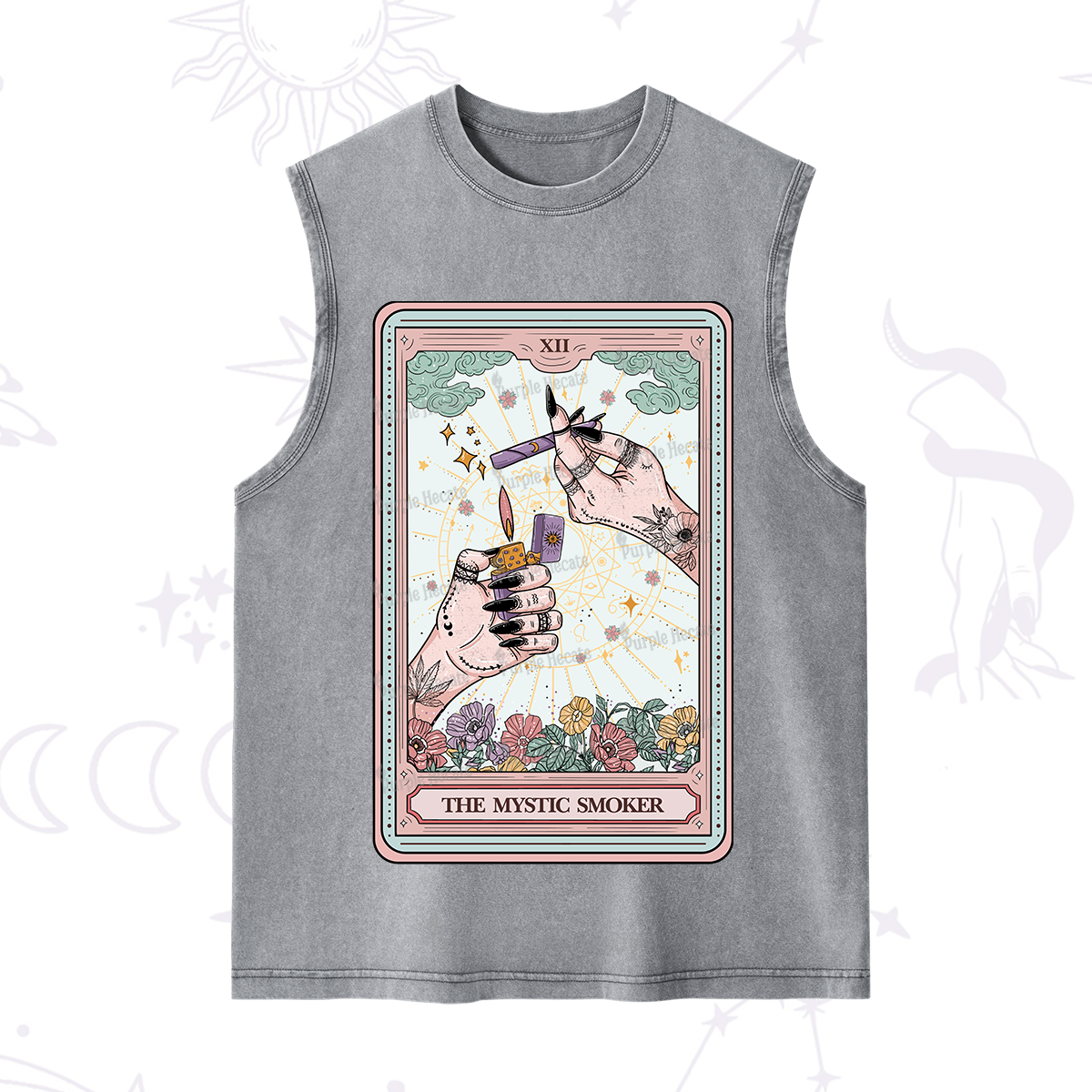 Purplehecate The Mystic Smoker Tarot Card Washed Tank