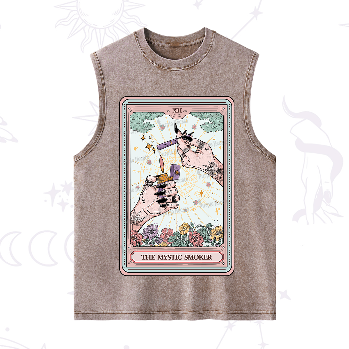 Purplehecate The Mystic Smoker Tarot Card Washed Tank