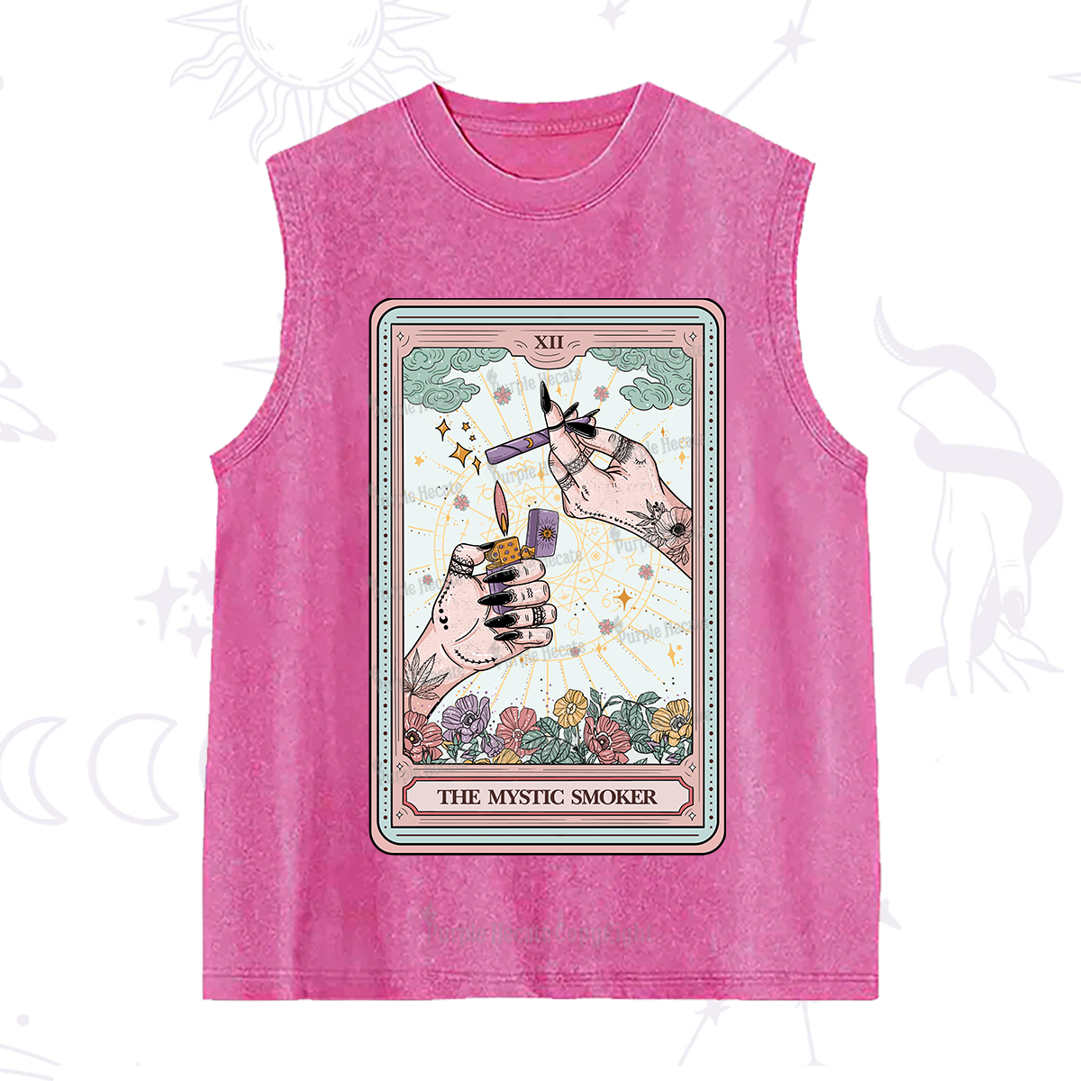 Purplehecate The Mystic Smoker Tarot Card Washed Tank