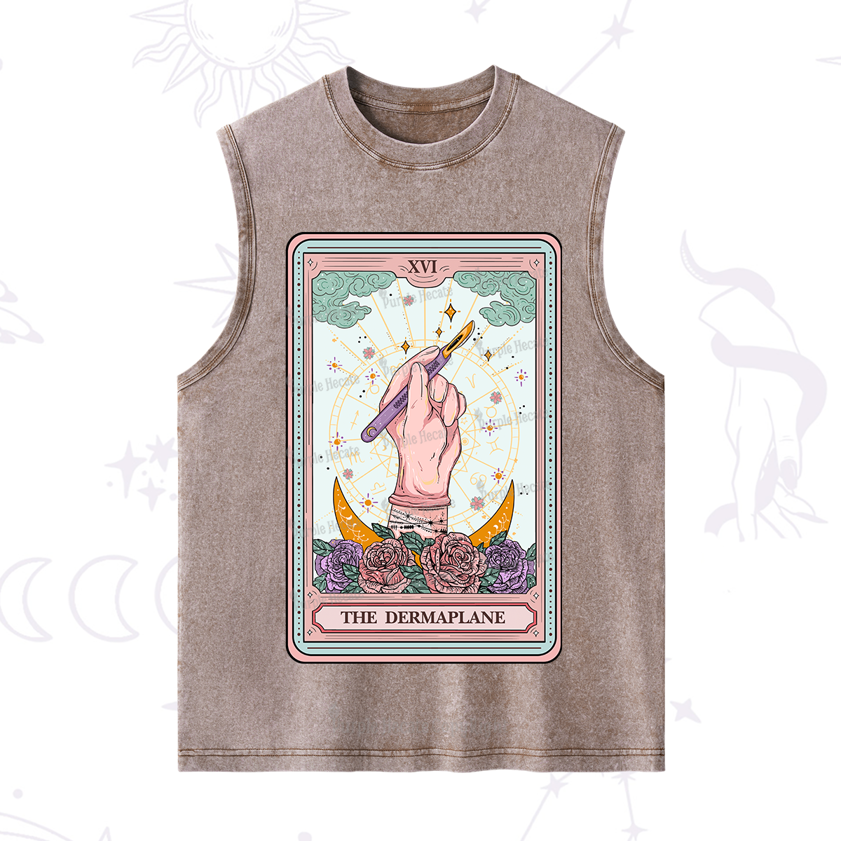 Purplehecate The Dermaplane Tarot Card Washed Tank