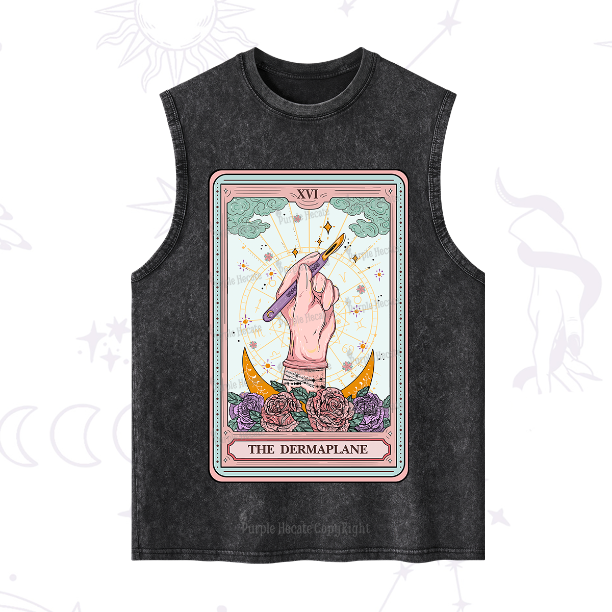 Purplehecate The Dermaplane Tarot Card Washed Tank