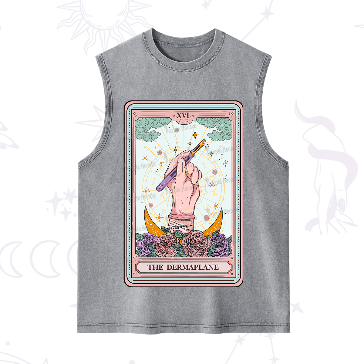 Purplehecate The Dermaplane Tarot Card Washed Tank