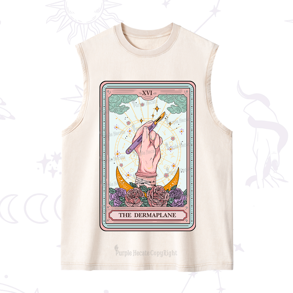 Purplehecate The Dermaplane Tarot Card Washed Tank