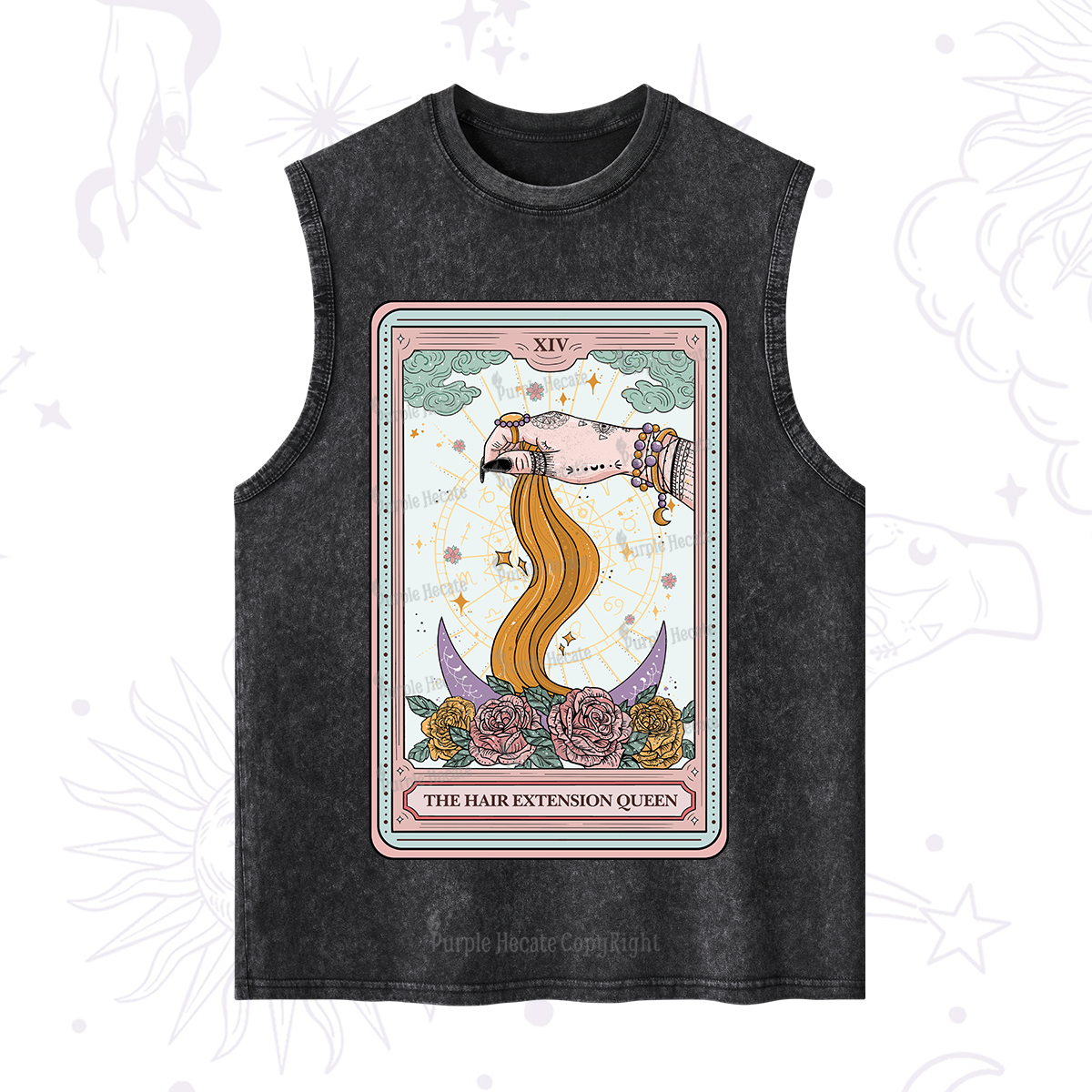 Purplehecate The Hair Extension Queen Tarot Card Washed Tank