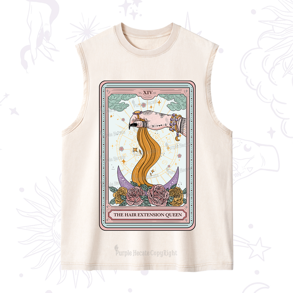 Purplehecate The Hair Extension Queen Tarot Card Washed Tank