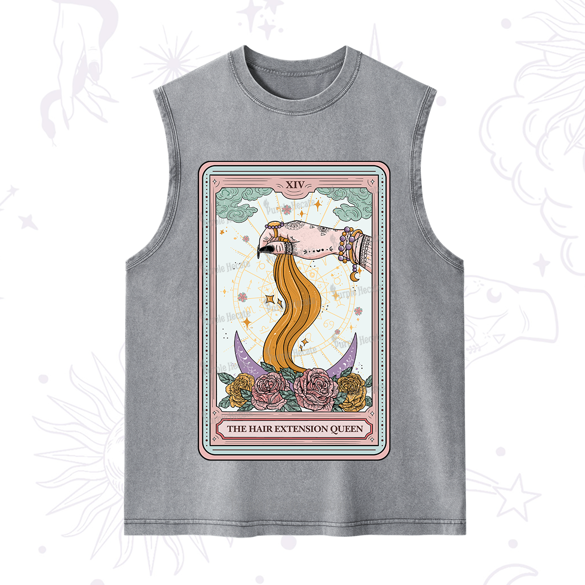 Purplehecate The Hair Extension Queen Tarot Card Washed Tank