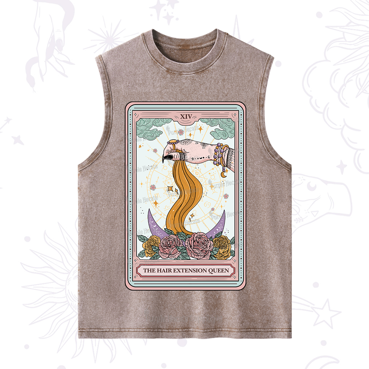 Purplehecate The Hair Extension Queen Tarot Card Washed Tank