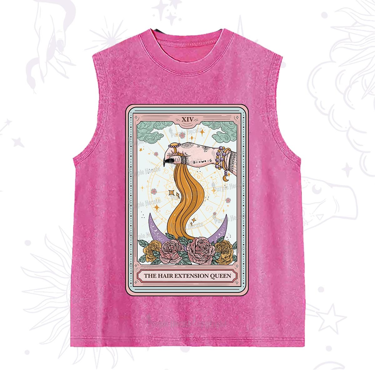 Purplehecate The Hair Extension Queen Tarot Card Washed Tank