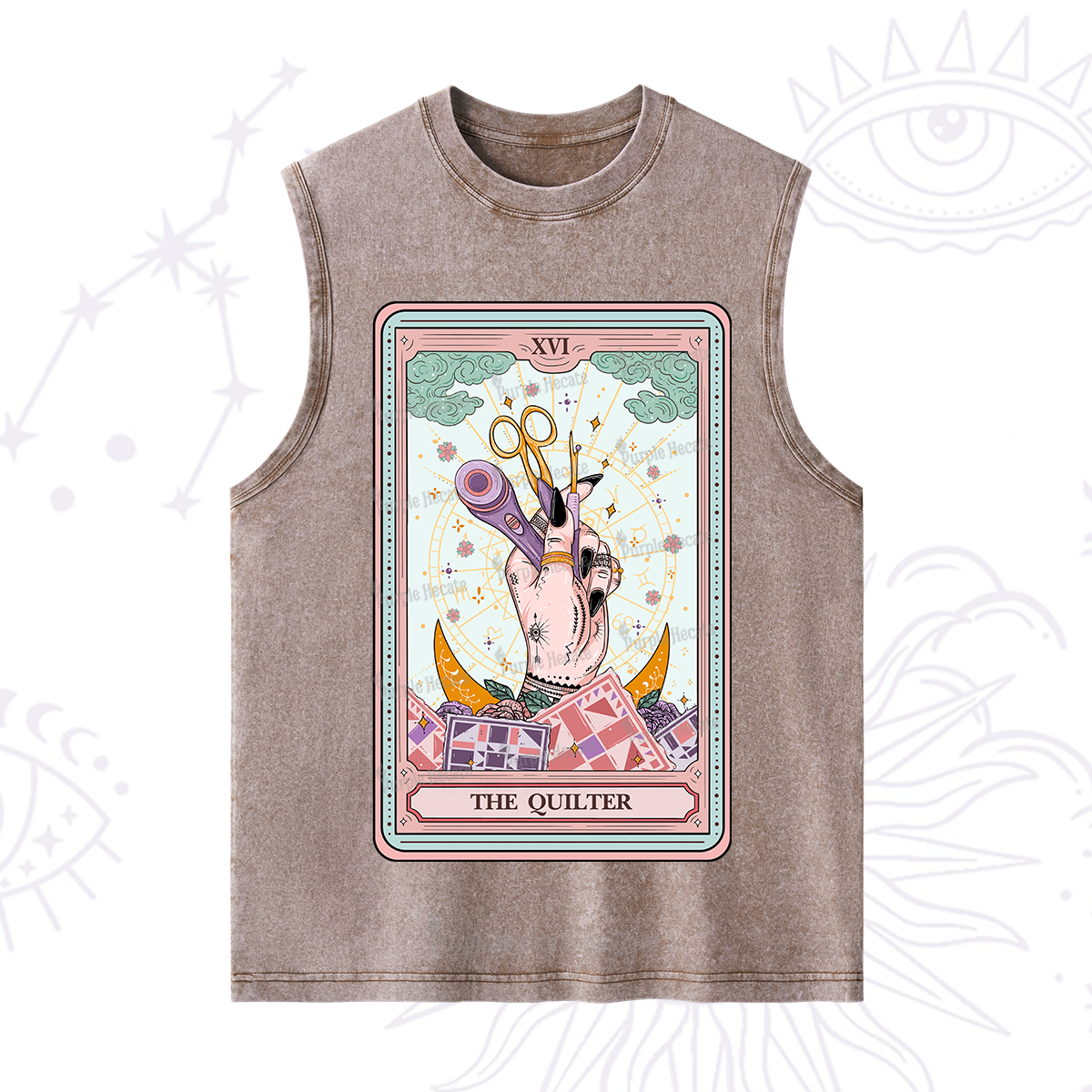 Purplehecate The Quilter Tarot Card Washed Tank