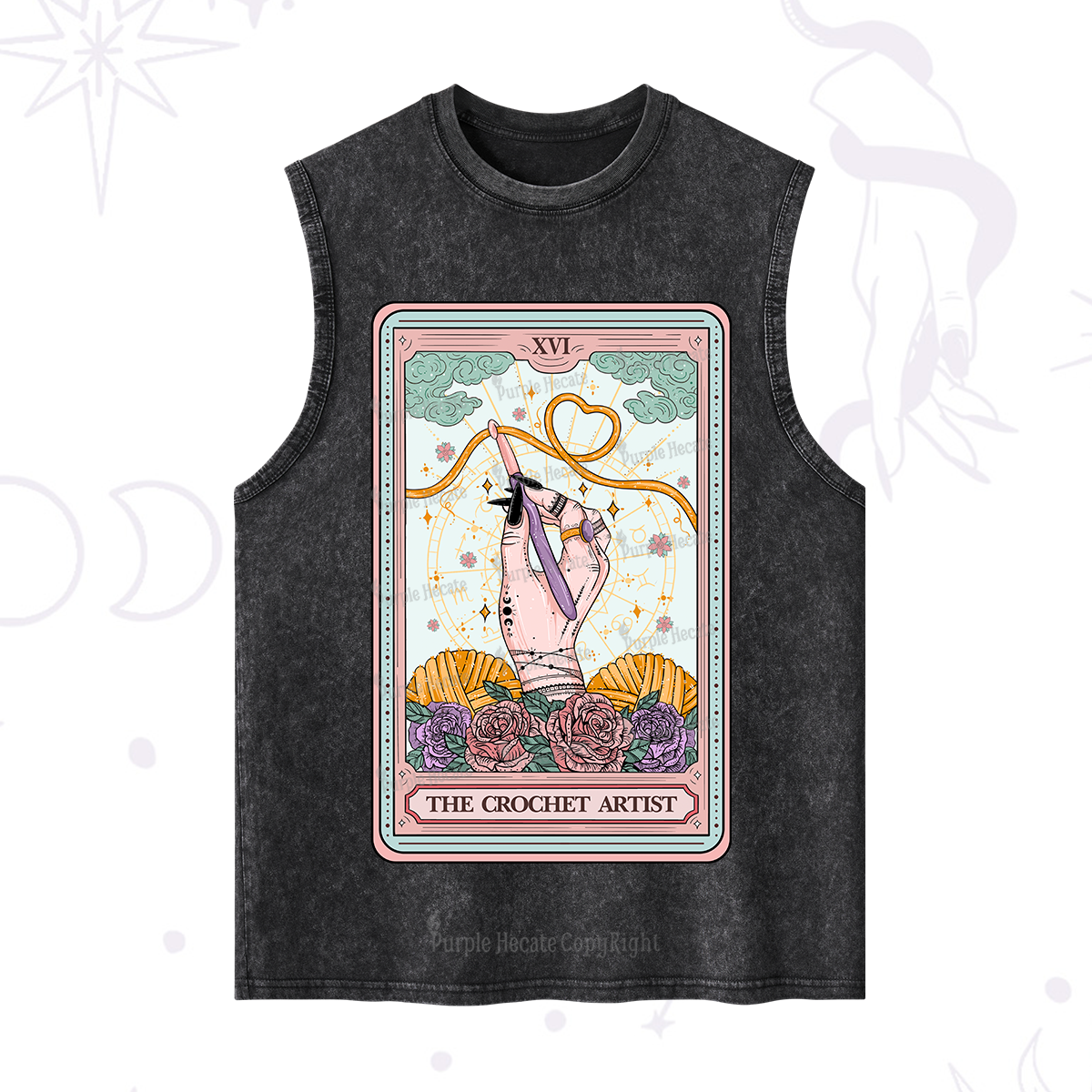 Purplehecate The Crochet Artist Tarot Card Washed Tank