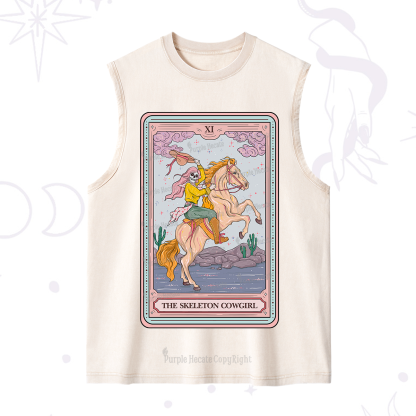 Purplehecate The Skeleton Cowgirl Tarot Card Washed Tank
