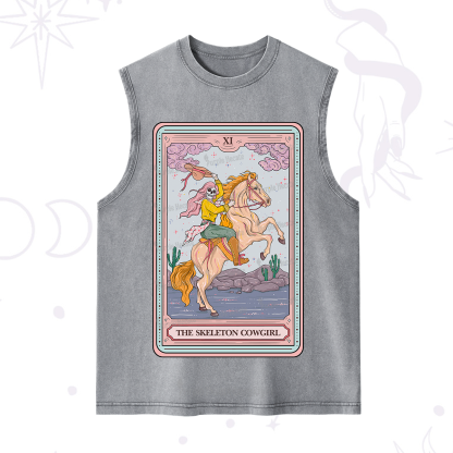 Purplehecate The Skeleton Cowgirl Tarot Card Washed Tank