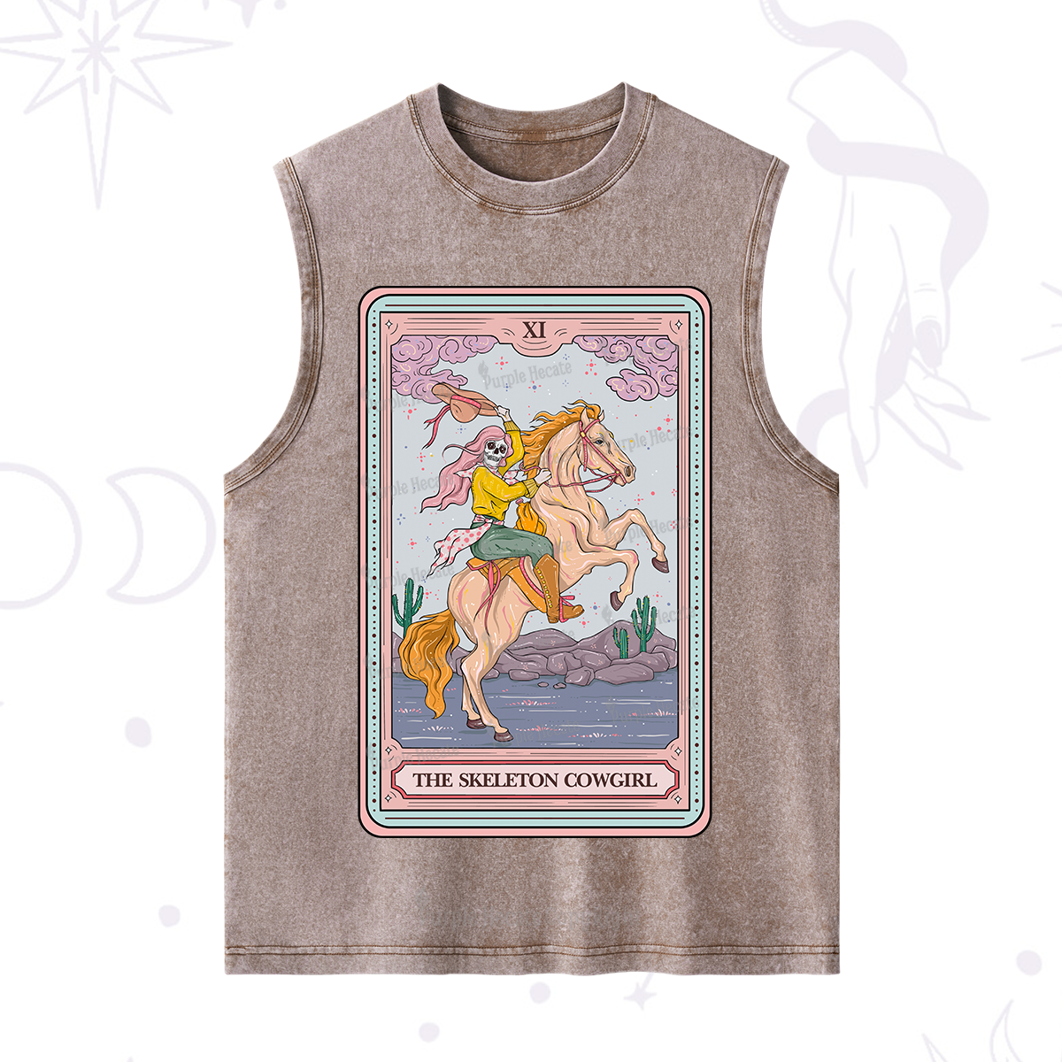 Purplehecate The Skeleton Cowgirl Tarot Card Washed Tank
