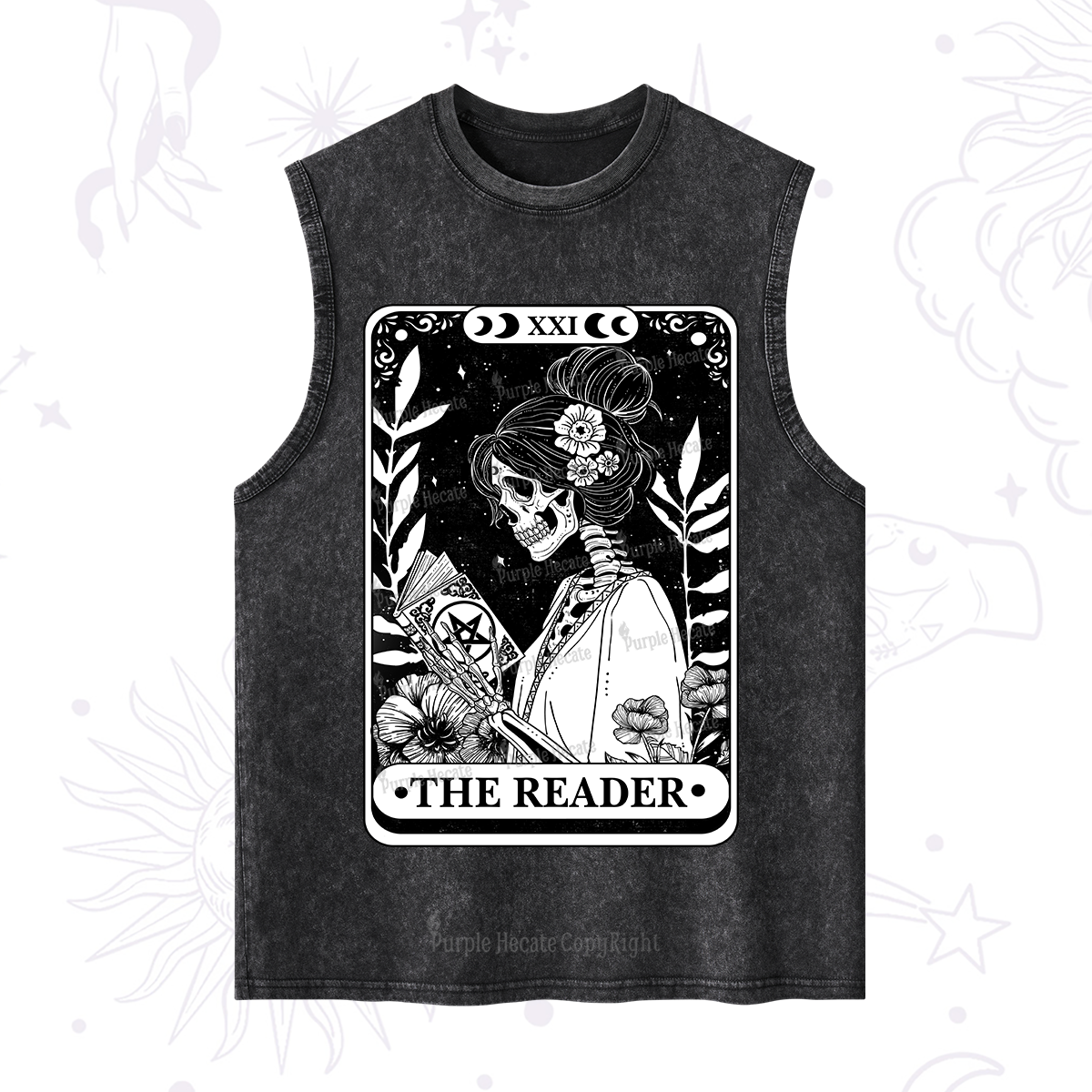 Purplehecate The Reader Skeleton Tarot Washed Tank