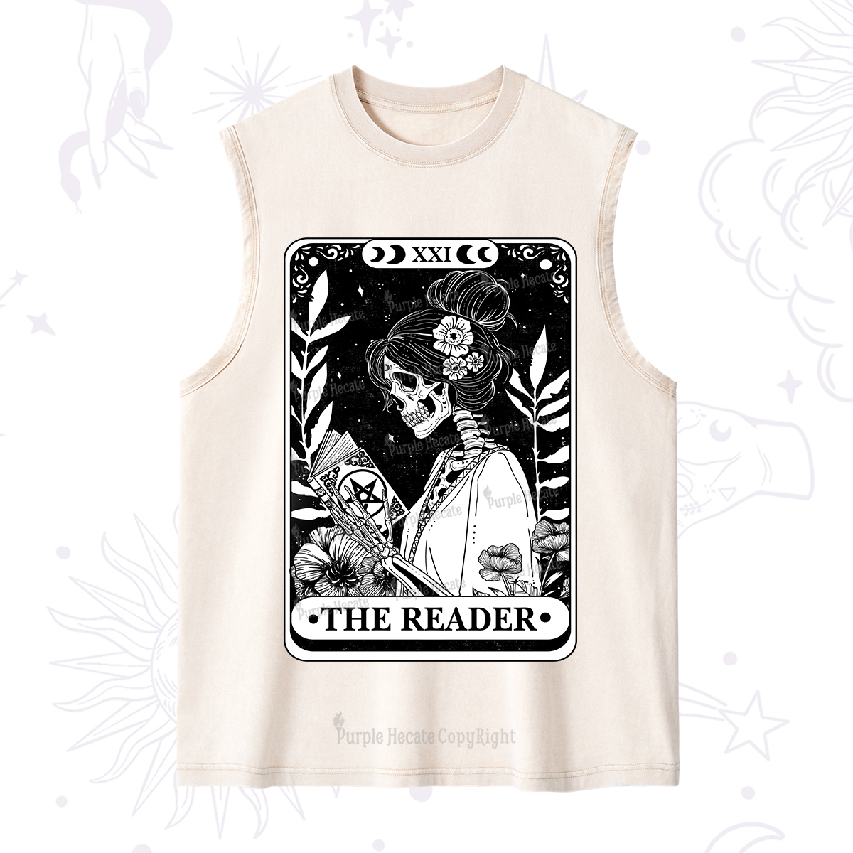 Purplehecate The Reader Skeleton Tarot Washed Tank