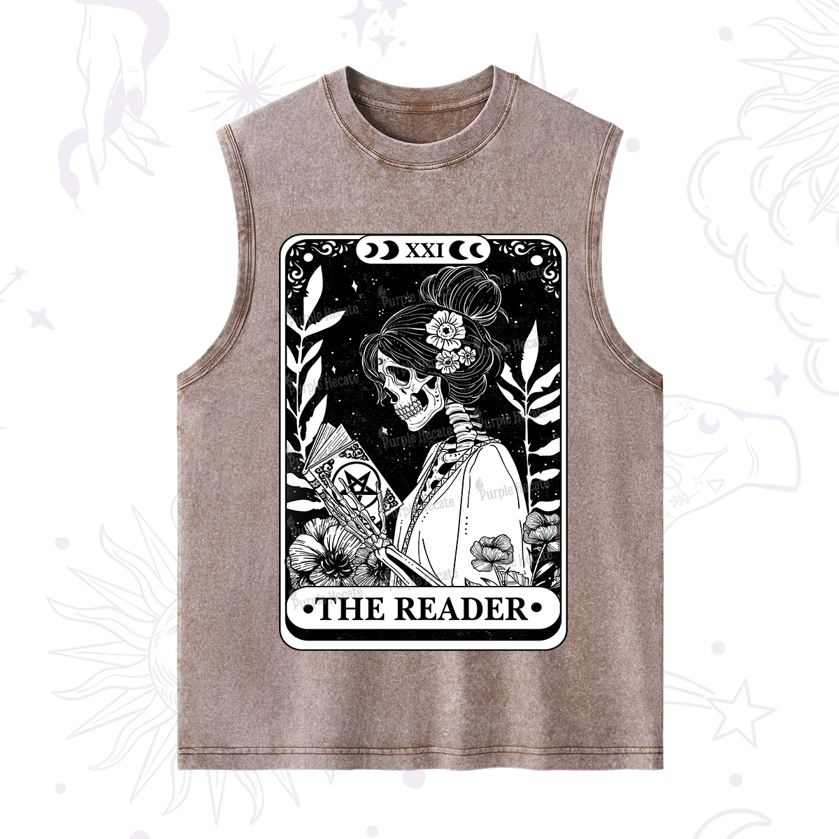Purplehecate The Reader Skeleton Tarot Washed Tank