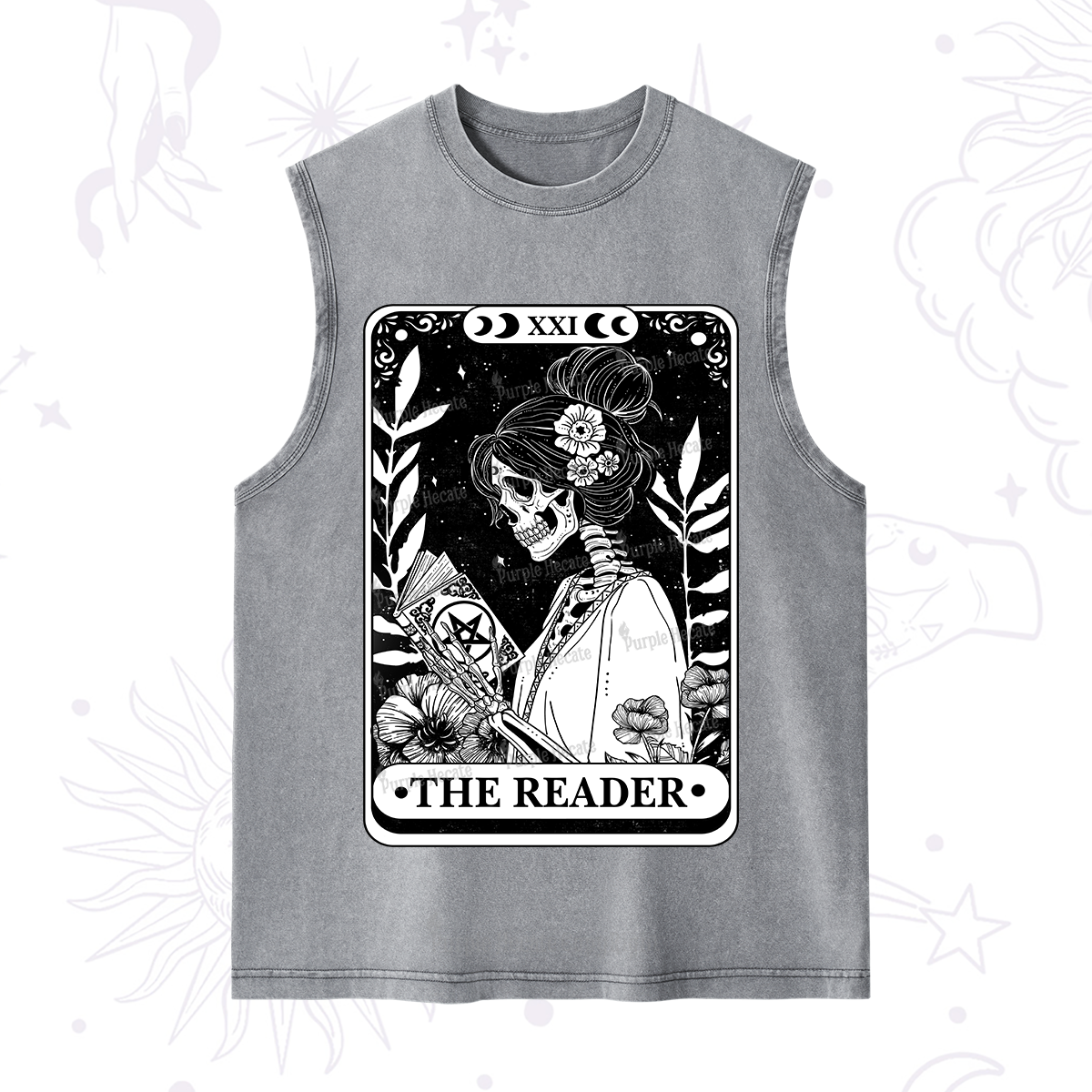 Purplehecate The Reader Skeleton Tarot Washed Tank