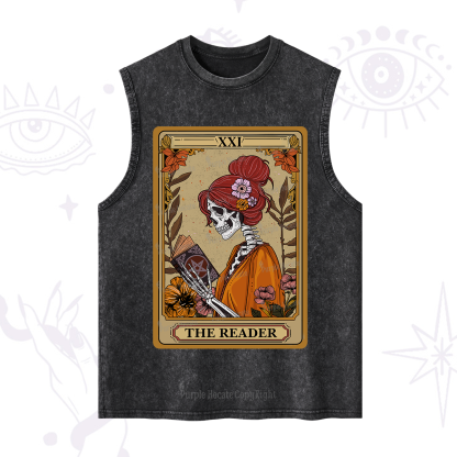 Purplehecate The Reader Tarot Card Skeleton Washed Tank
