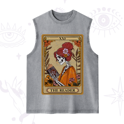 Purplehecate The Reader Tarot Card Skeleton Washed Tank