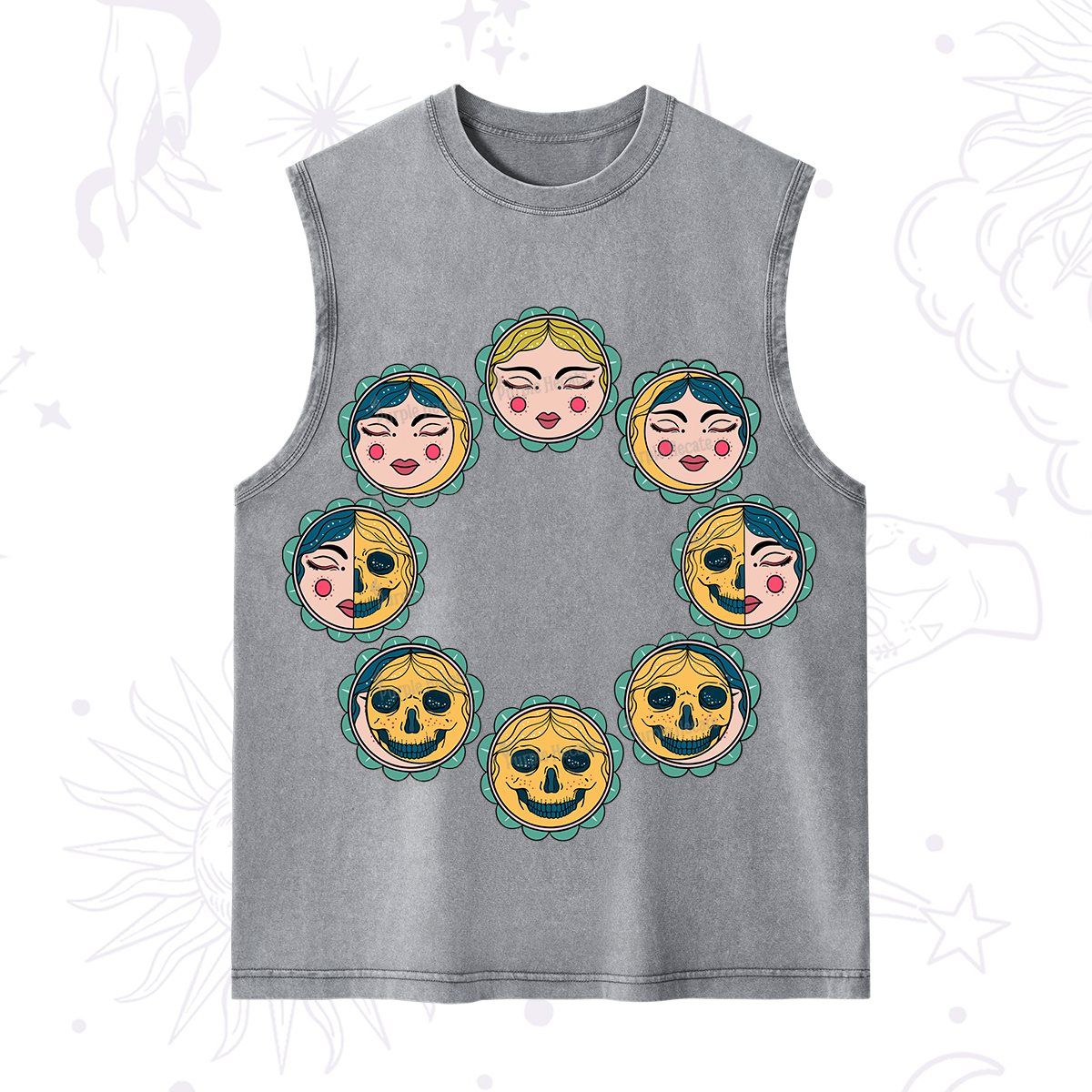 Purplehecate Lunar Skull Cycle Washed Tank